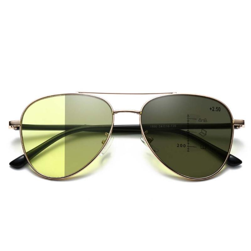 Neutral Fashion Hd Glasses Photochromic Multifocal Presbyopia Glasses Blue Light Blocking Night Vision Reading Glasses +4.0