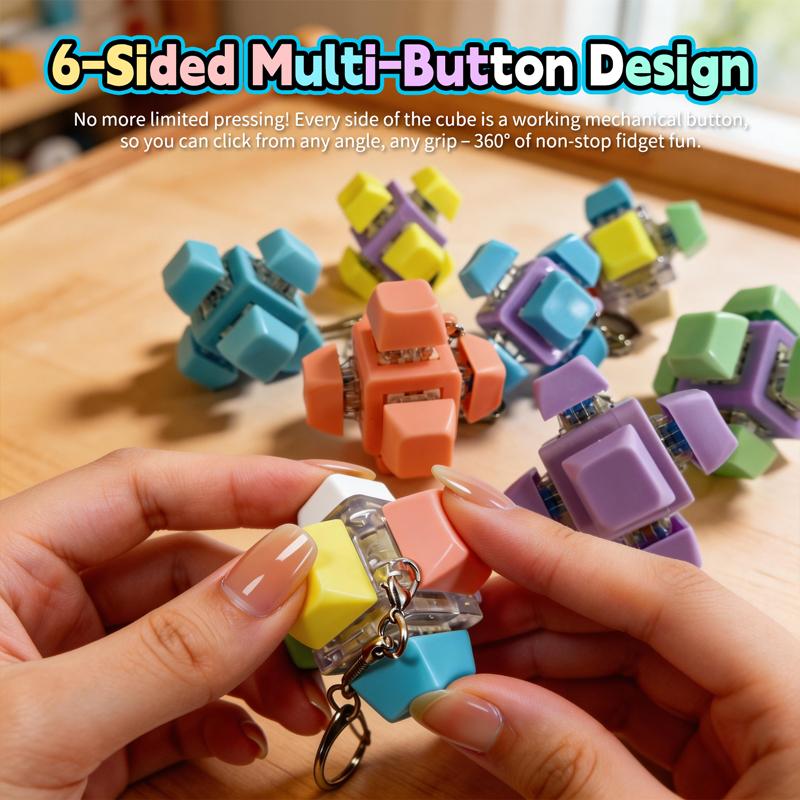 Mechanical Keycap Fidget Keychain Stress Relief Toy Portable Push Button Mini Keyboard Fidget Toy Anti Anxiety Sensory Toy Gift