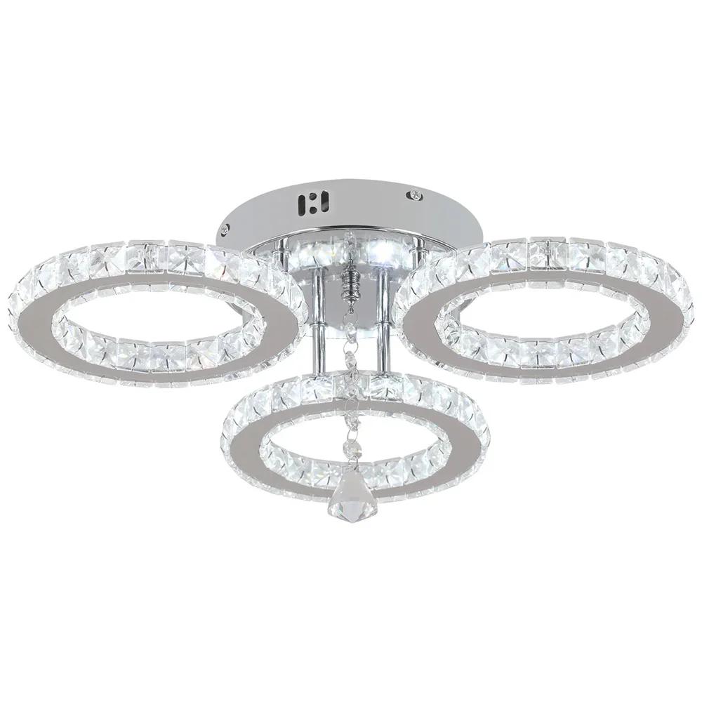 Moderne LED Krystall Lysekrone med App Dimmbar Taklampe Armatur Ringer Form Innfelt Lysekrone for Soverom Stue