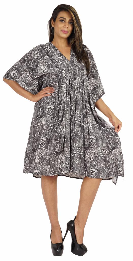Moomaya Womens Short Kaftan Cover Up Night Dress Kaftan Gown Kimono