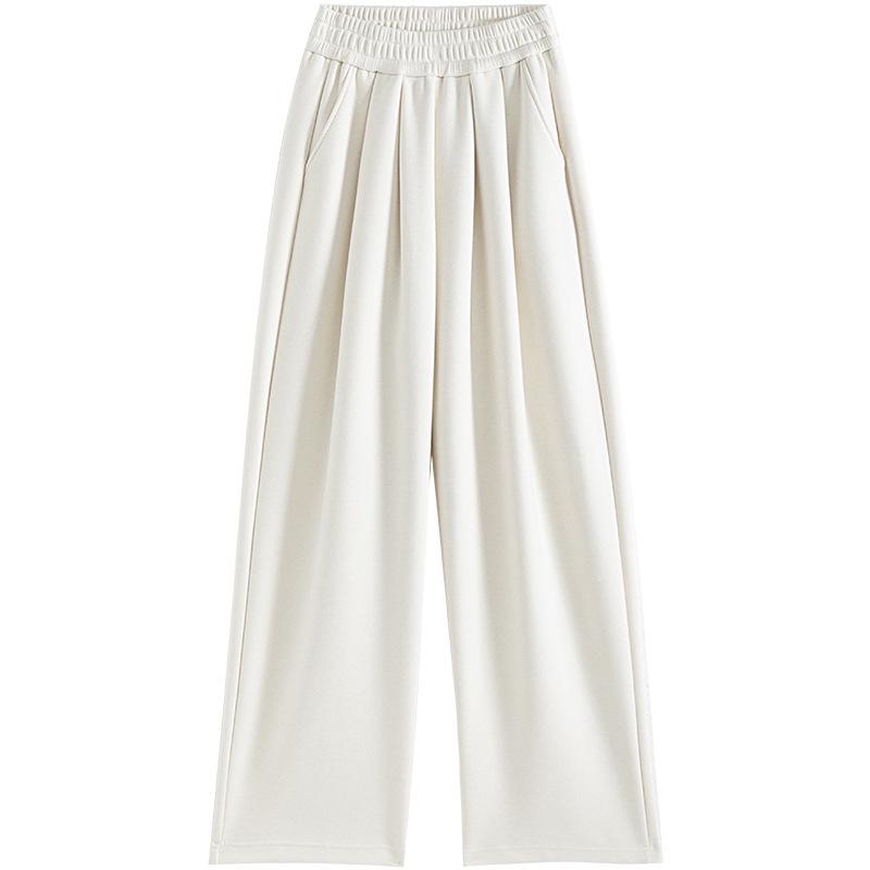 Women's Wide-Leg Glutinous Rice Pants - 2026 New Spring/Fall/Winter Plus Velvet Drape Wool Silk Blend Sweatpants