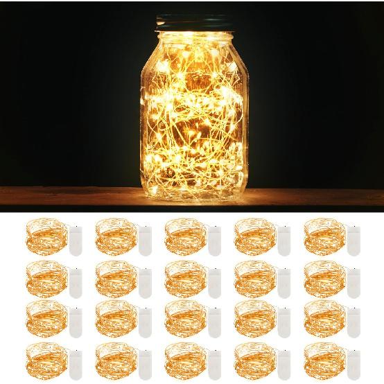 MUMUXI 20 Pack 3.3ft Fairy String Lights Battery Operated, Mini LEDs for Party Wedding Centerpiece Decorations, Crafts, Mason Jar Firefly Lights,