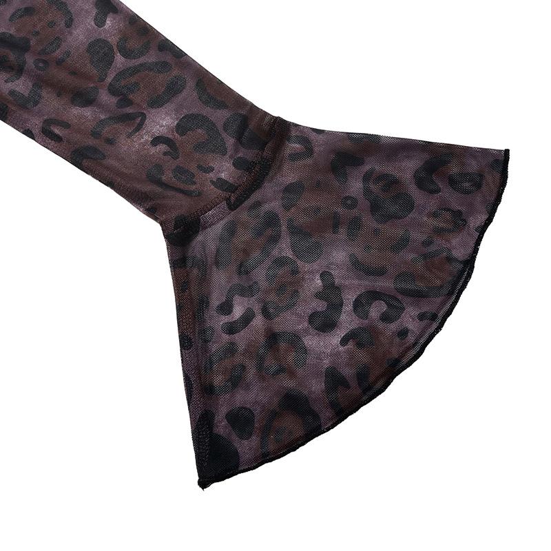 YYFS Women's Fashion Spring Fall Leopard Print Long Sleeve One Shoulder High Waist Casual Dresses