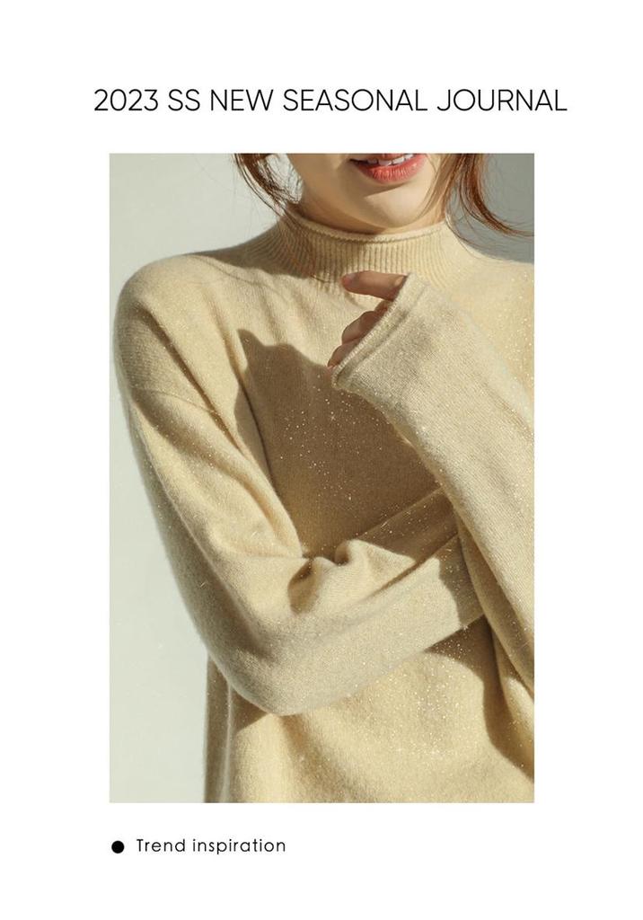 Gold & Silver Thread Half-High Collar 100% Pure Wool Sweater: Loose, Soft Red New Year Knitwear