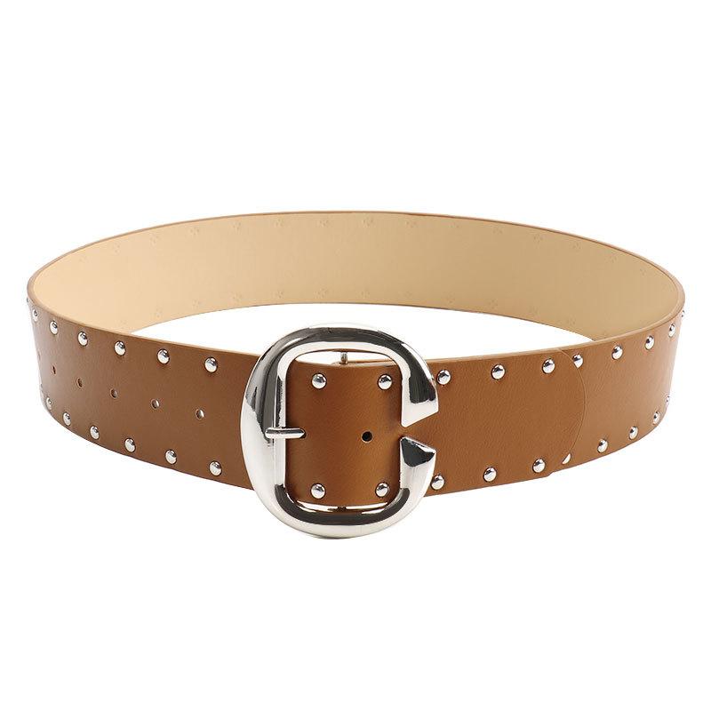 C-button punk style women's belt, American Spice Girl rivets with skirt pants waist seal heavy industry belt women