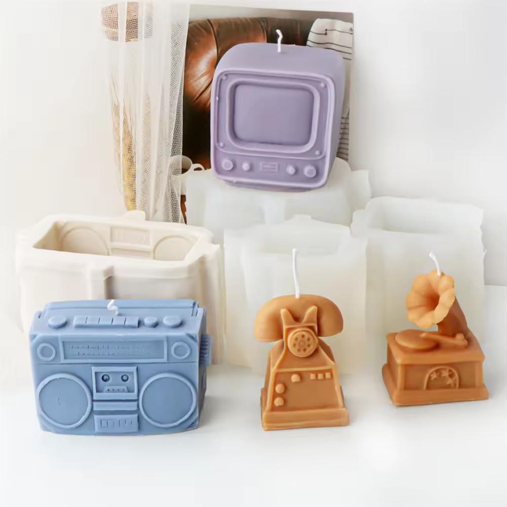 

3D телевизор в форме силиконовой свечи форма мини-телевизор магнитофон граммофон телефон силиконовая форма DIY ручная работа домашний декор инструмент