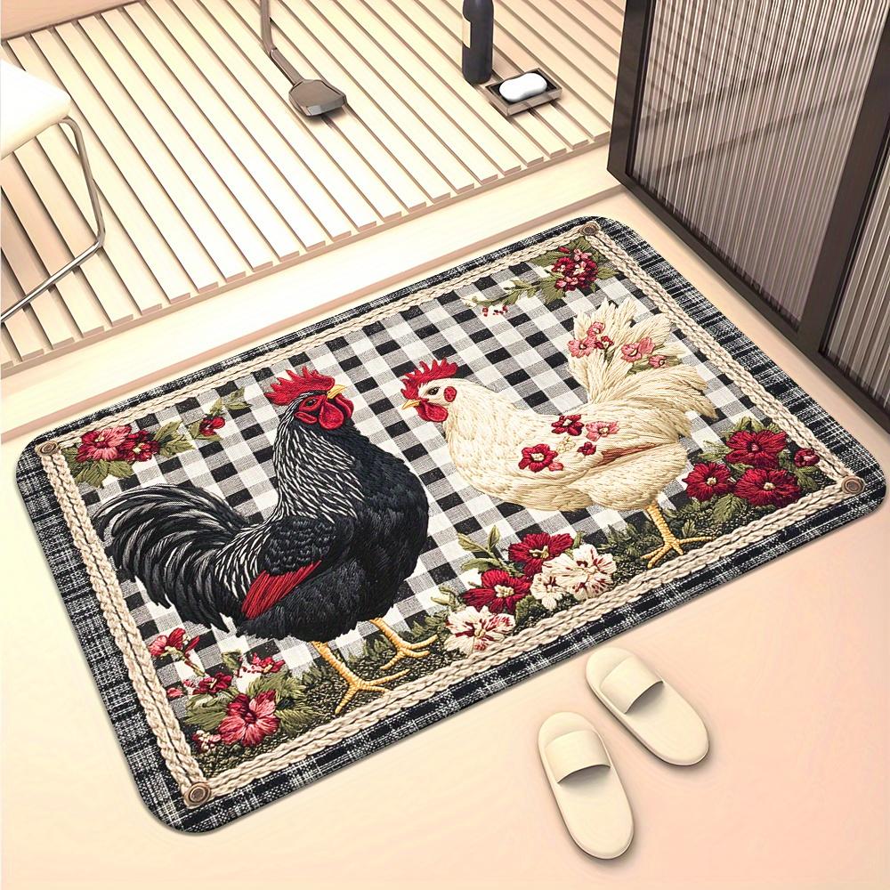 1Pcs Anti Fatigue Kitchen Rugs Rooster Print Waterproof Non-Slip Thick Cushioned Kitchen Mat Heavy Duty Comfort Standing Mat for Kitchen Bathroom