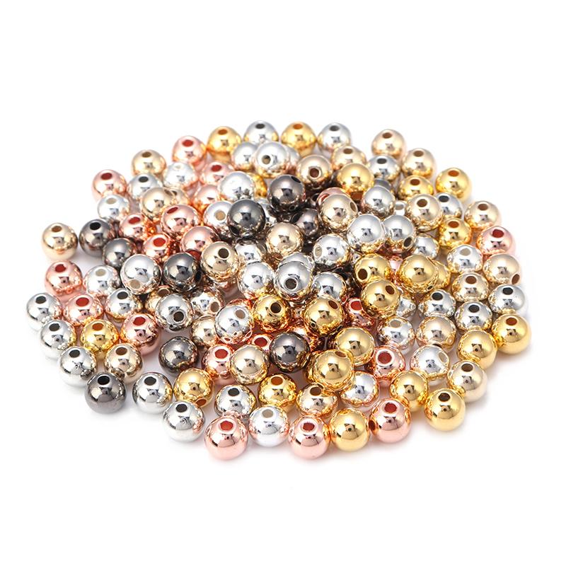3 4 6 7 Mm 50-500pcs Gold Color CCB Ball Beads Round Loose Bead For Making DIY Bracelet Necklace Wedding Jewelry CLE