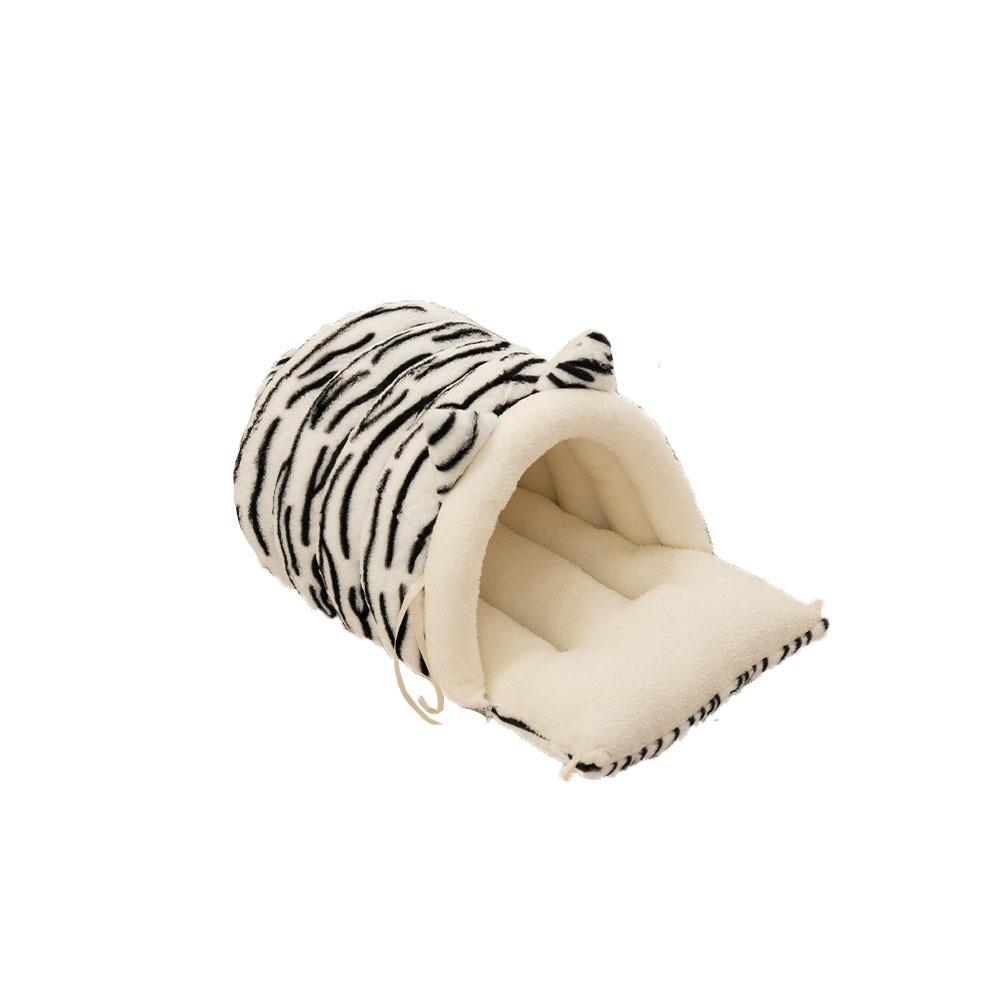 Soft Semi Enclosed Cat Bed with Cat Ears Removable Pet Sleeping Bed Washable Warm Windproof Cat Nest Cat Dog