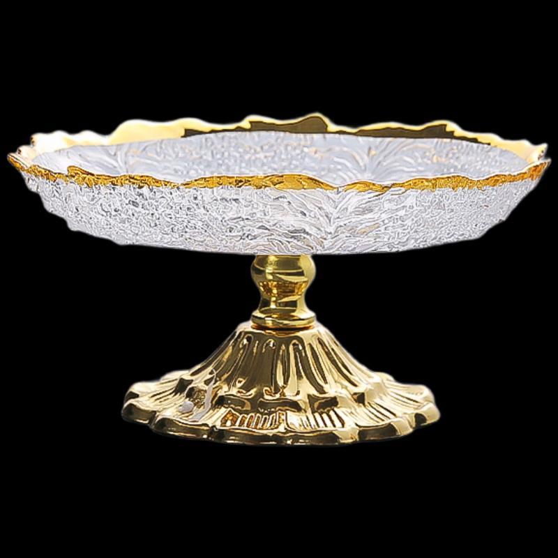 Flavinmci European Light Luxury Gilded Crystal Glass Fruit Plate
