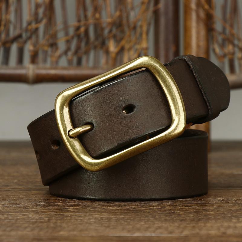 Men's Belt Retro Washed Distressed First Layer Pure Cattlehide Leather Pin Buckle Versatile Youth Casual Jeans Belt