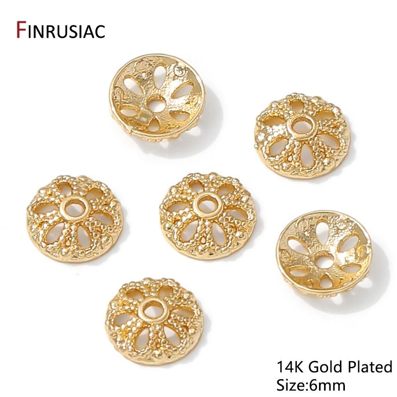 

14/18K Gold Plated Brass Hollow Round Bead Caps,Flower Bead Caps For Bracelet Necklace Making Accessories,DIY Jewelry Materials 10 pieces