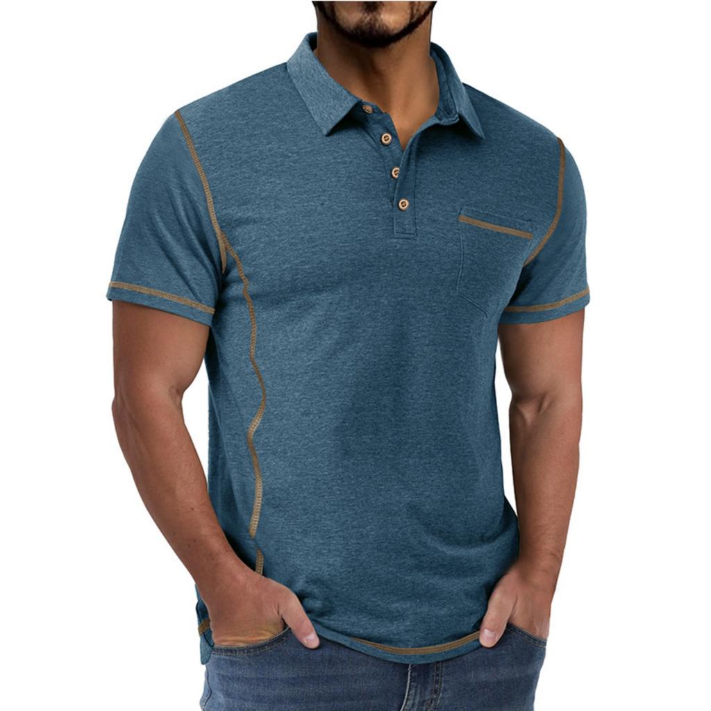 Men's Short Sleeve  Collar T-shirt Casual Lapel Top