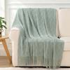 Soft Woven Plaid Knitted Throw Blanket for Sofa Bed Bedspread Green Decorative Spring Decor