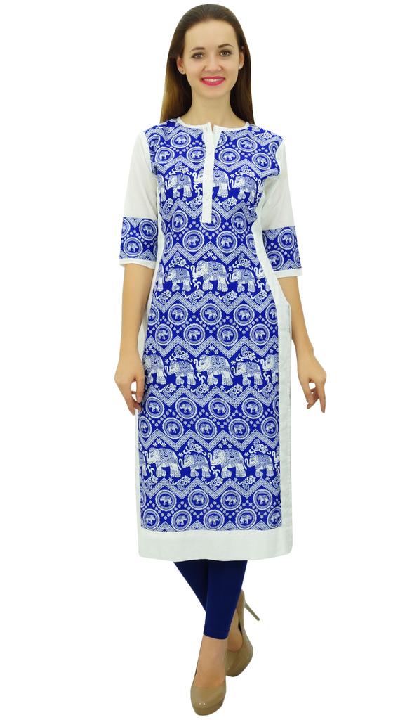 Phagun Women's Designer Straight Black Kurta 3 4 Sleeve Printed Casual