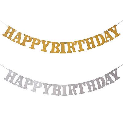 Glitter English Letters Happy Birthday Flag Happy Birthday Latte Banner Customization