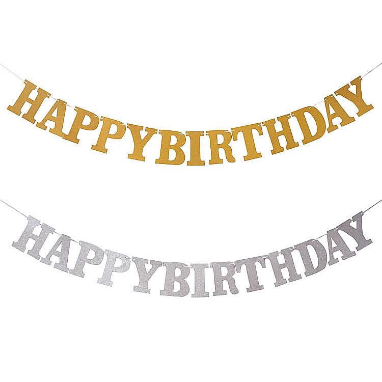 Glitter English Letters Happy Birthday Flag Happy Birthday Latte Banner Customization