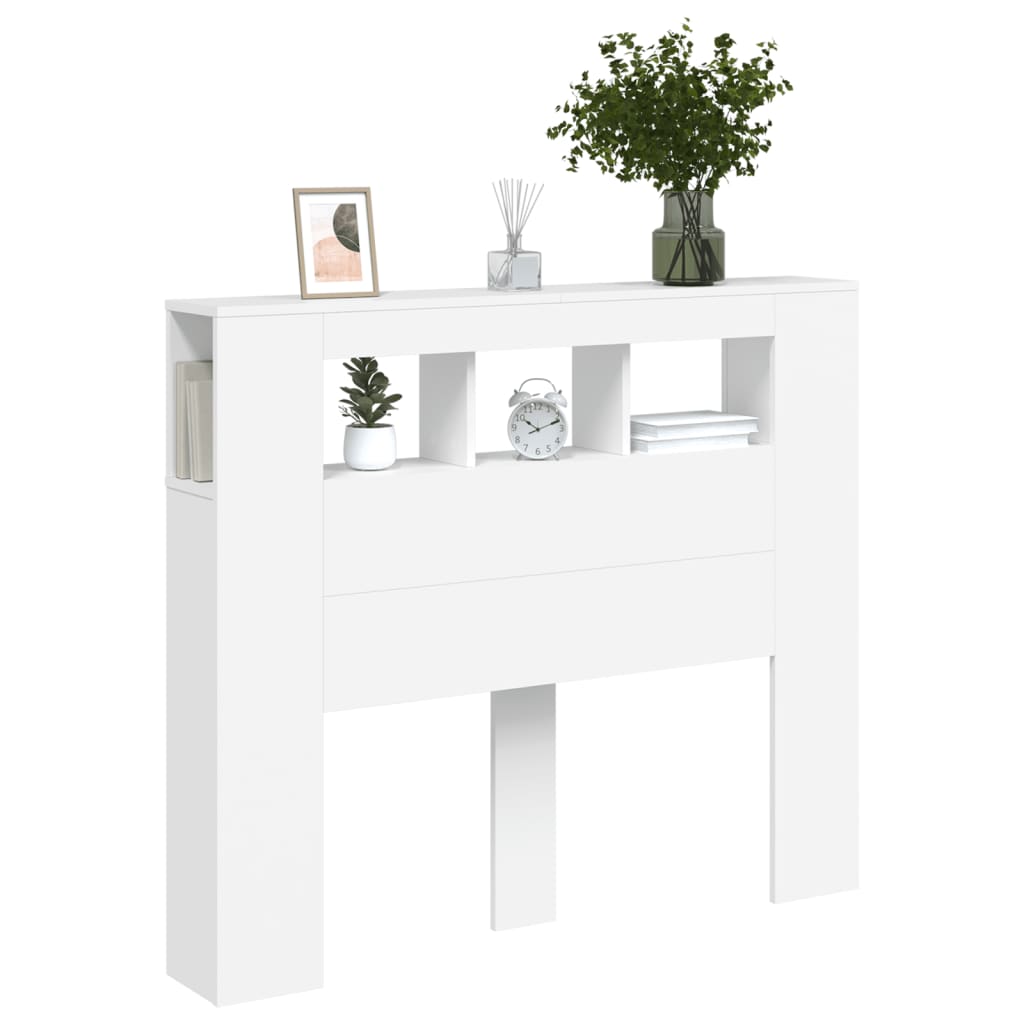 Vidaxl Wezgłowie Łóżka Z Led, Białe, 120X18,5X103,5 Cm