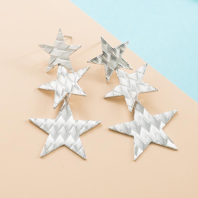 

Женские серьги-капли с кисточками и звездами, длинные асимметричные пятиугольные универсальные серьги OneSize серебряный