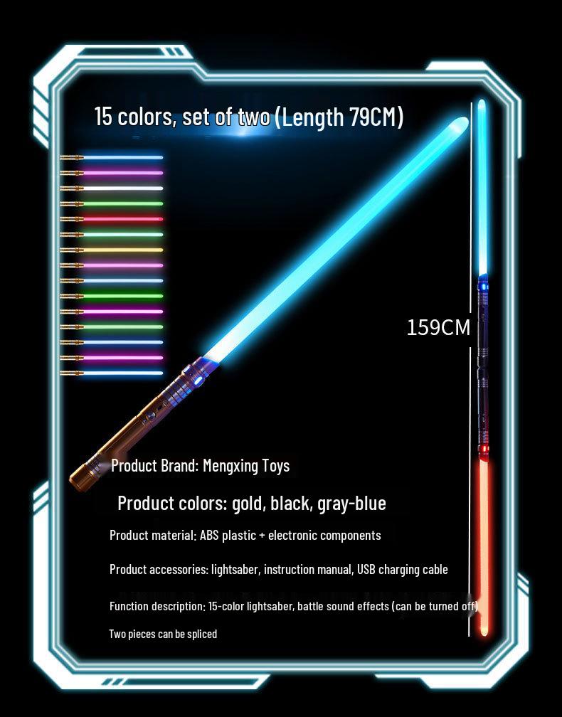 Dual RGB 15-Color Metal Lightsaber Toy - Star Wars Force Laser Sword for Dueling