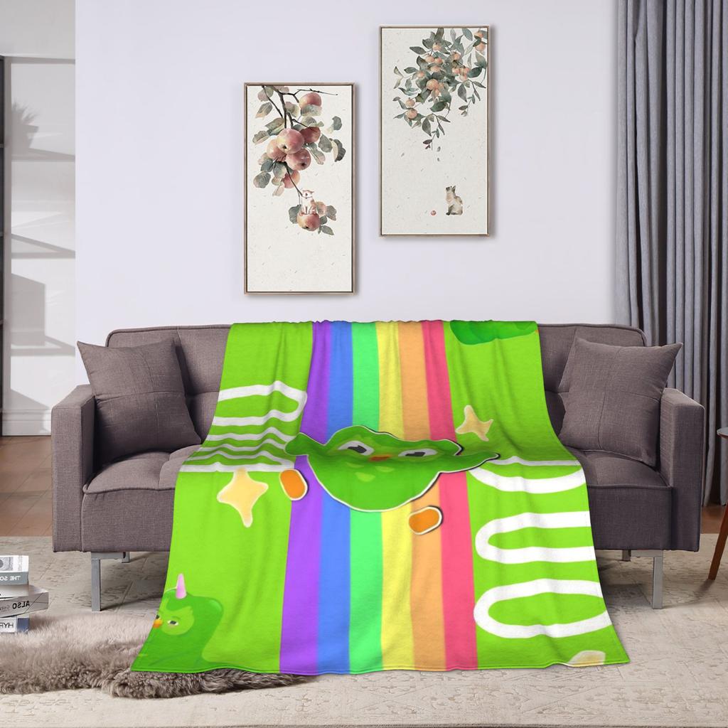 Duolingos Eule Duo Flanelldecken Weiche Überwurfdecke für Sofa Sessel Reise Büro Flauschige Tagesdecke Sofabettbezug