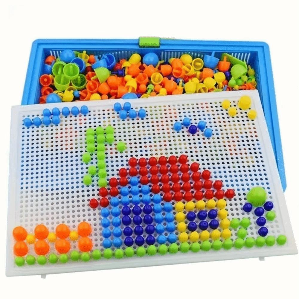 Blocs de construction pour ongles champignon DIY Ensemble créatif de tableau à picots Interaction parent-enfant