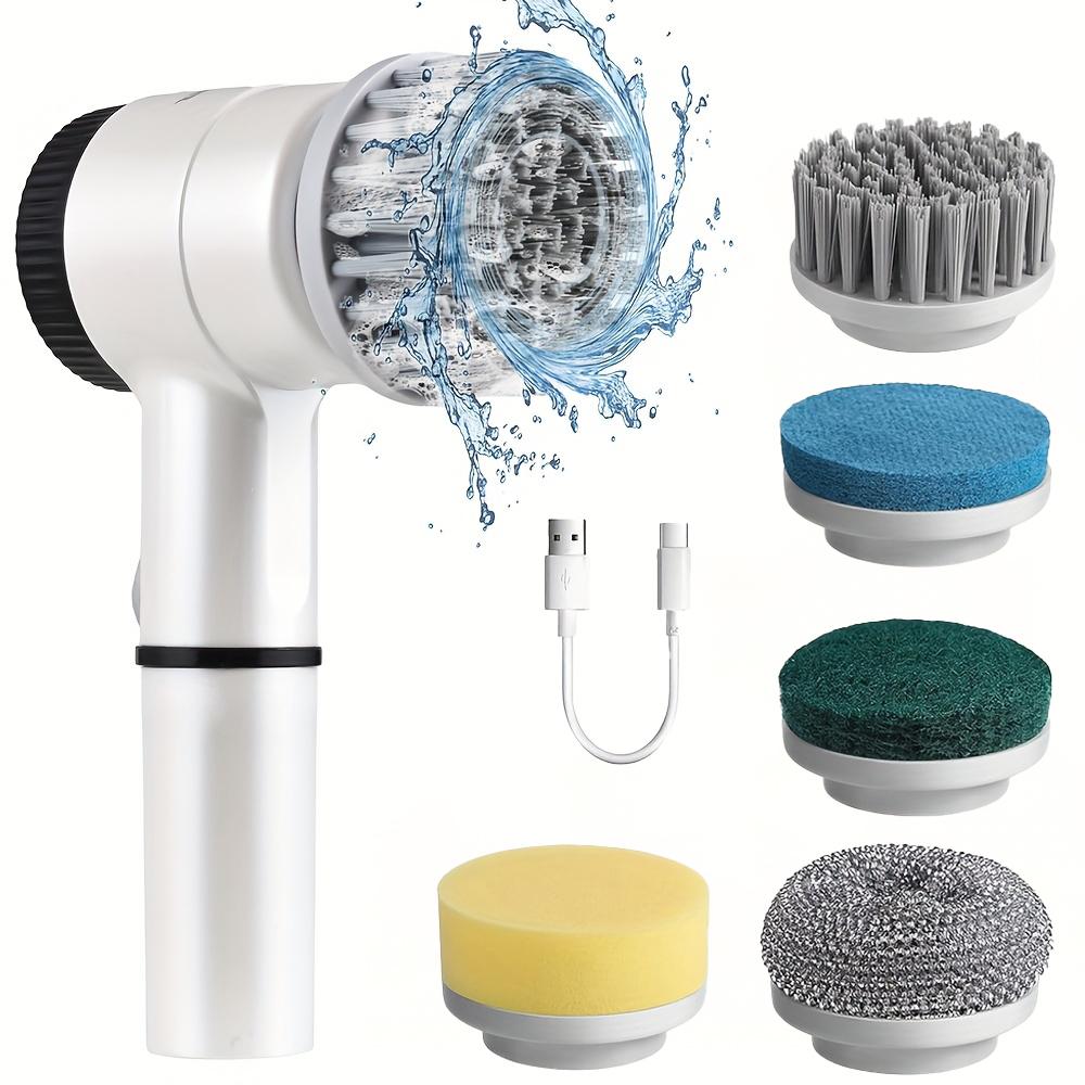 

USB Electric Spin Scrubber With 5 Replaceable Brush Head Three-speed Adjustable Handheld Rechargeable Shower Scrubbe Household белый