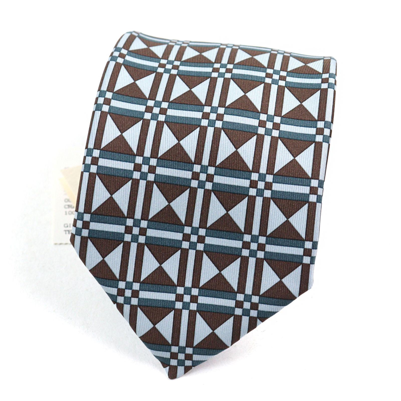 Pristine HERMES tie CRAVATE Art Deco Geometric Patterns multicolor silk men used Used