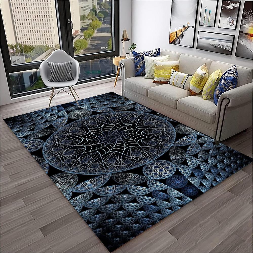 3D Mandala Bohemia Geometric Carpet Rug for Home Living Room Bedroom Sofa Kitchen Doormat Decor,Kid Area Rug Non-slip Floor Mat