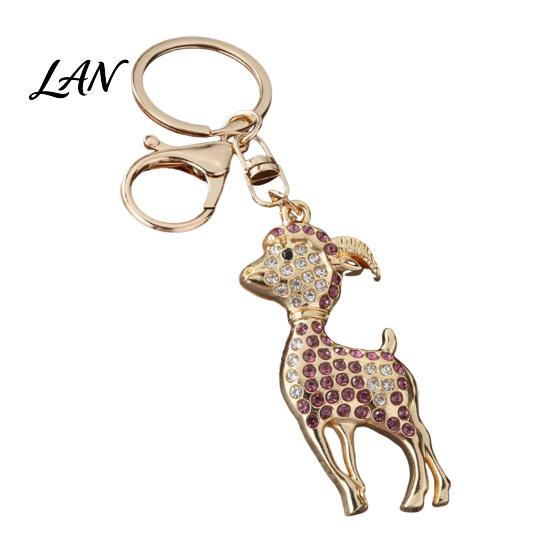 Decorative Keychain Rhinestone Sheep for Backpack, Sparkly Goat Car Key Ring, Lamb Pendant Backpacks and Handbags Charm
