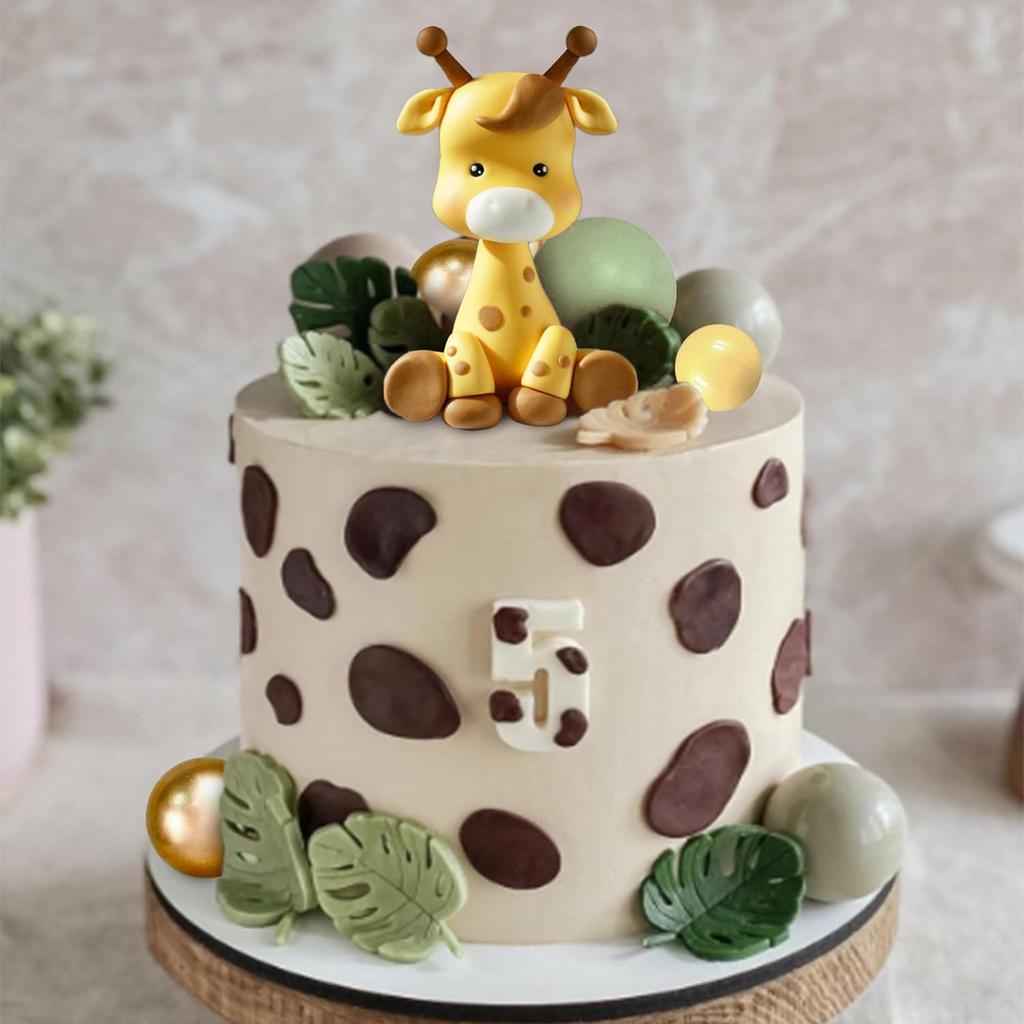 Giraffe Cake Topper Balls Cake Decorations Clay Animal CakeDecoration for WildAnimals Themed Birthday Baby Shower Party Supplies