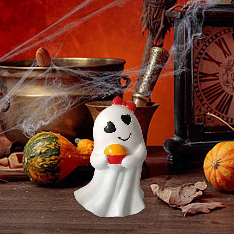 Ghost Statue Ghost Art Sculpture Cute Halloween Figurine Resin Ornament For Desk Bookshelf Mantel Bedroom Haunted House Garden