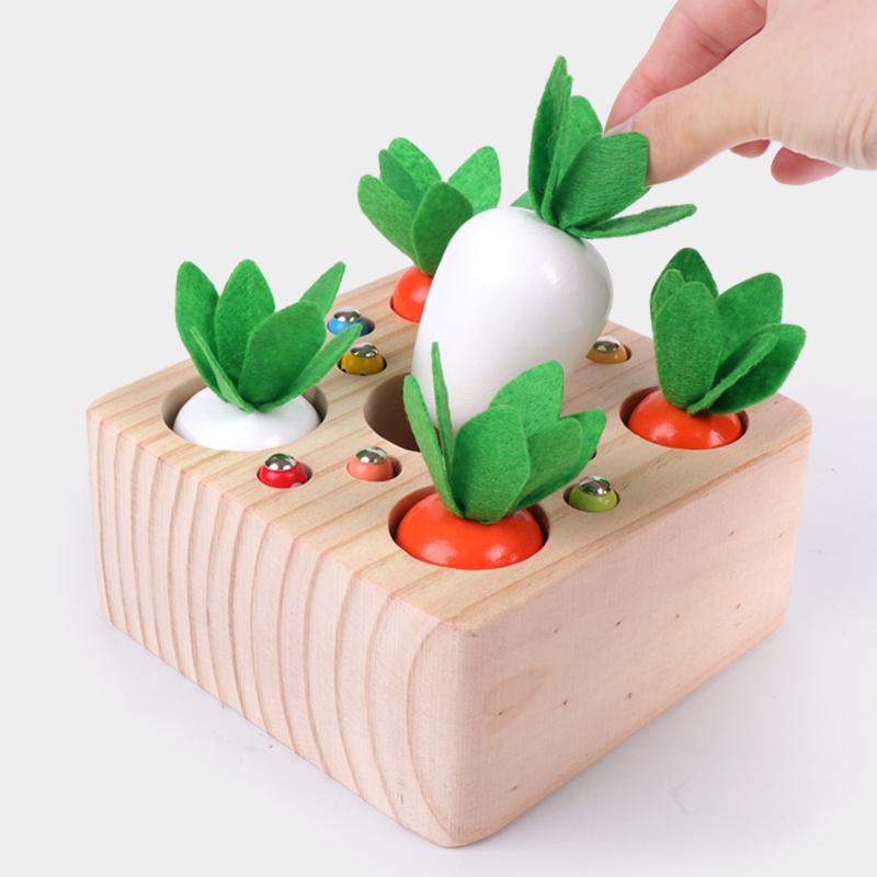 Kids Wooden Pulling Carrot Catching Worm Puzzle Game Educational Toy Set Children's Gifts Learning Toys