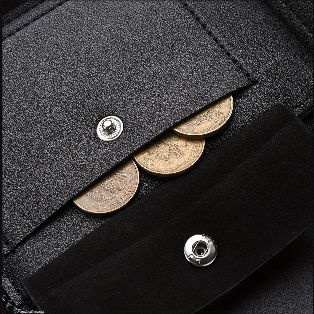 Herren Geldbörse Schwarz PU Leder Mehrere Fächer Lässig Große Kapazität Münzfach Herren Kartenhalter Geldbörse Multifunktionale Tasche Geschenke für Männer
