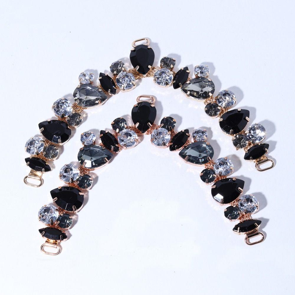 2pcs Acrylic Crystal Sandal Beach Slider Decorate Chain Removable DIY Herringbone Slipper Chain Shoe Flower Ladies
