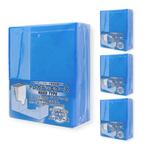 [Official Manufacturer] Set of 4 Trading Card Deck Cases (Smoke Blue) - Holds 40-60 Cards, Hard Type, Slim Design, Kawashima Seisakusho Deck Storage,