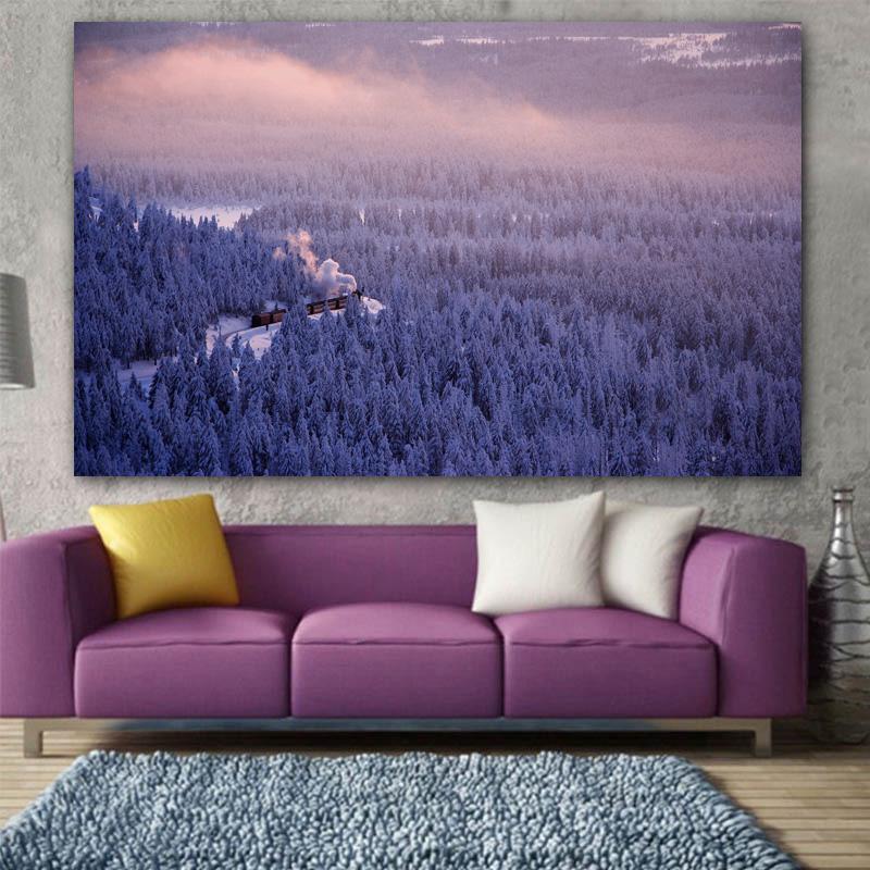 Postere și imprimeuri de artă de încredere Zăpadă copaci de iarnă Cancas pictură Poster Quadro Home Decor poze de perete pentru camera de zi