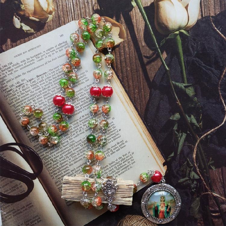 Mary Rosary Prayer Necklace withPendant Religious Jewelry for Cross Religious am