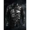 Mens Long Sleeve Button Up Hallloween Shirt Flower Skull 3d Print Hawaiian Shirt Men Women Fashion New Design Blouse Fit Camisas