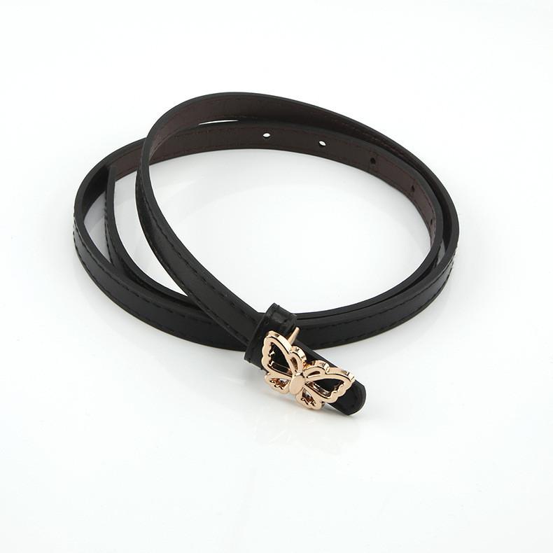 Stylish Ladies Waist Belt With Butterfly Buckle Faux Leather Material Black Red Suitable For All Seasons Work Scene Black