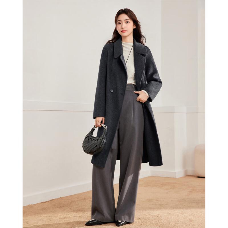 IEF Women's Korean Style Double-Sided Wool Long Coat