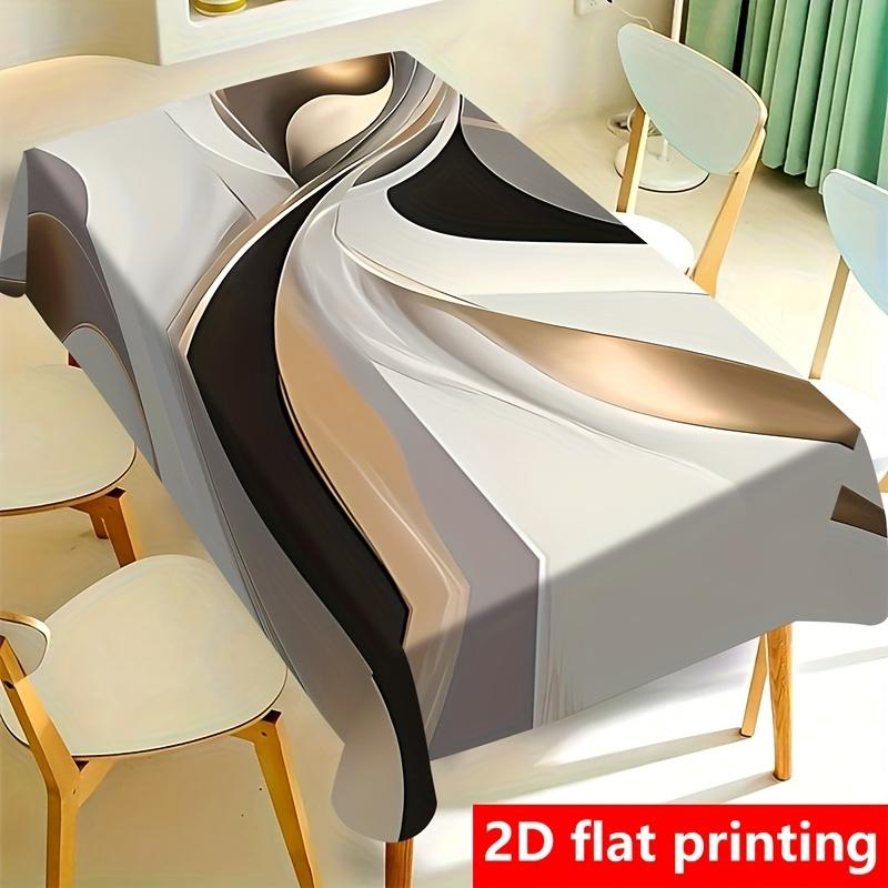 1pc Modern Light Luxury Tablecloth Rectangular Polyester Table Cover with Elegant Black Design for Spring & Summer Decor