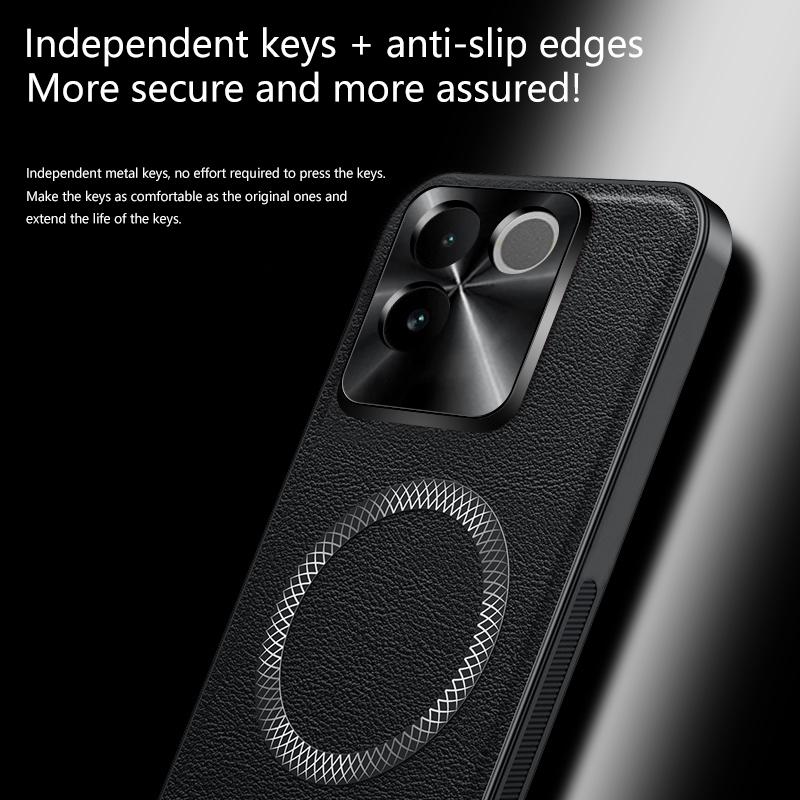 For Vivo S17e Case Magnetic Elegant Leather Wear-Resistant Lens Fully Covered Non-Slip Grip Edge Cover Shell