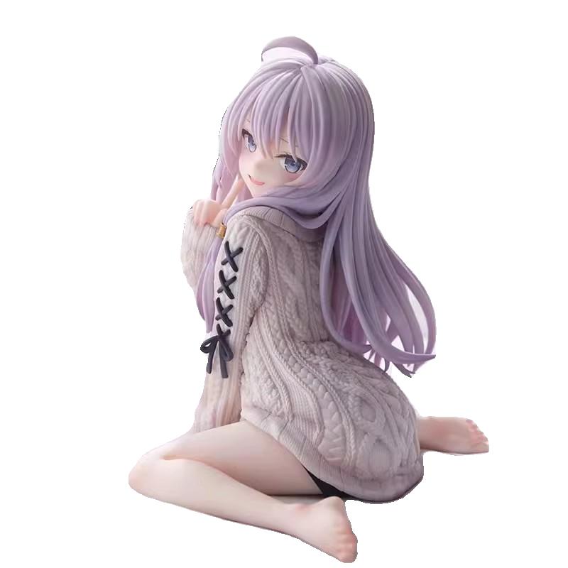 Wandering Witch: The Journey of Elaina Sitting Pose Figure, Elaina In Sweater Dress Looking Back, Anime Beautiful Girl Ornament