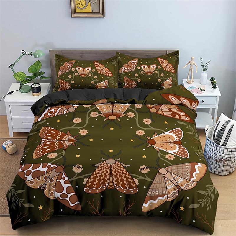 

Butterfly Bedding Set Full King Size Hippie Boho Moth Duvet Cover Microfiber Animal Botanical Psychedelic Starry Sky Quilt Cover EU single(135x200cm)