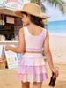 Little Girls 2 Piece Skirt Set, Multicolor Ruffled Dress Close-fitting Top for Sport