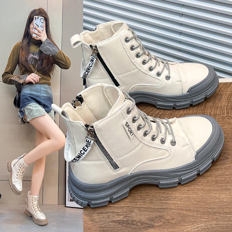 

High-top casual women s shoes, sports style, little white women s shoes, round head side zipper, thick-soled cotton. 41 чорний