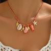 European and American color rope hand-woven ocean wind shell starfish ceramic small fish pendant bohemian wind necklace