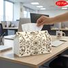 2D Flat, 1pc Tissue Box, Printed On Both Sides, Multifunctional Tissue Box with Ornate Beige Decorative Pattern Design Durable Polyester Storage Organ