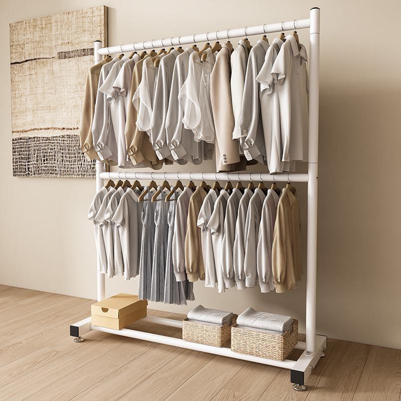 Single-Layer Clothes and Hat Rack for Bedroom or Balcony - Floor-Standing Design